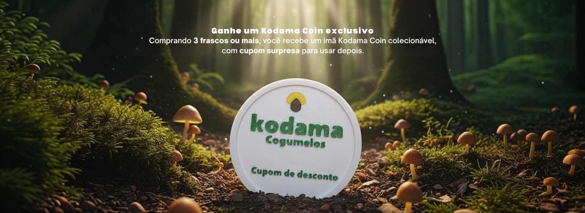 Kodama Coin — brinde exclusivo Kodama Cogumelos